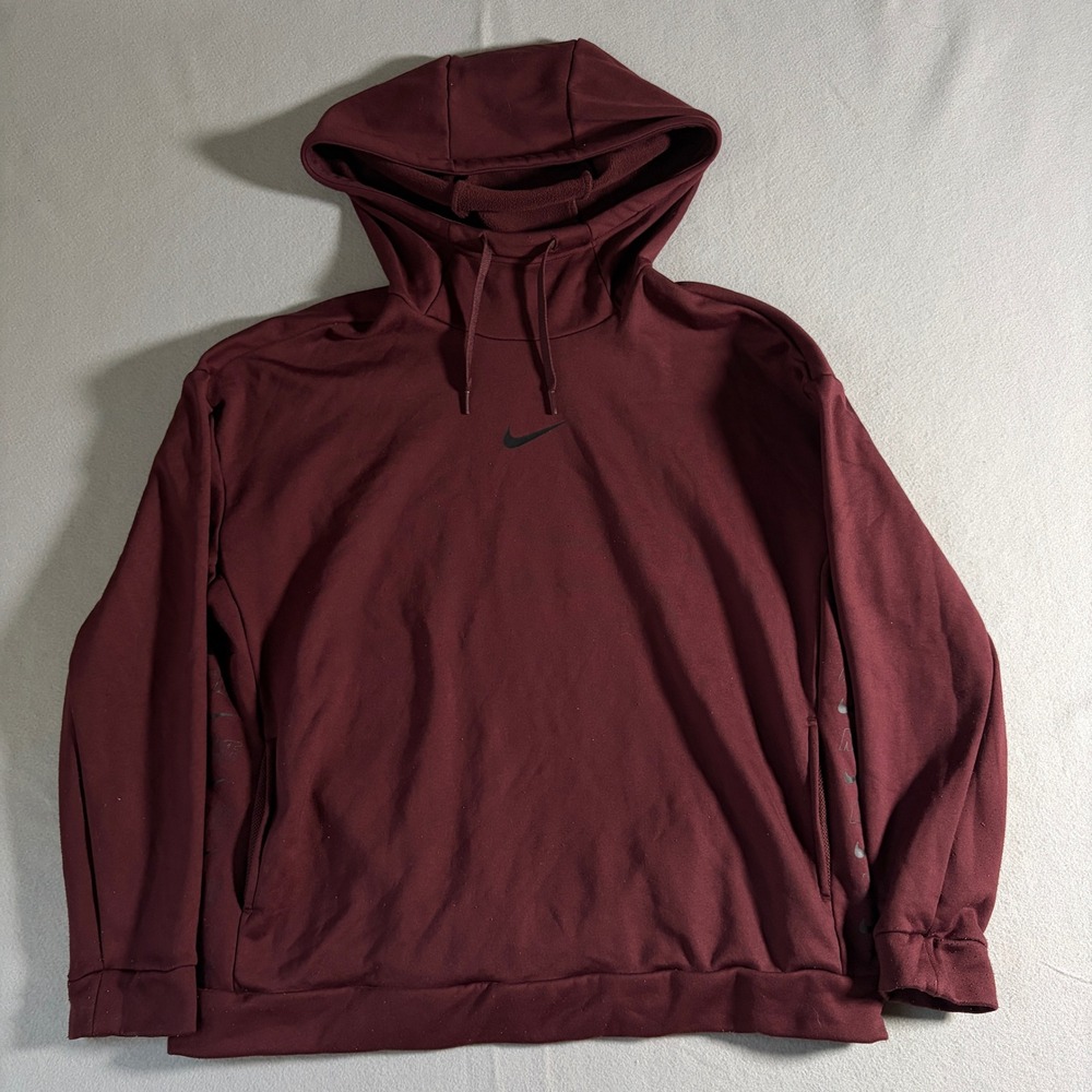 Nike Womens Burgundy Fleece Hoodie Sweatshirt Medium Maroon Nike Air Side Logo